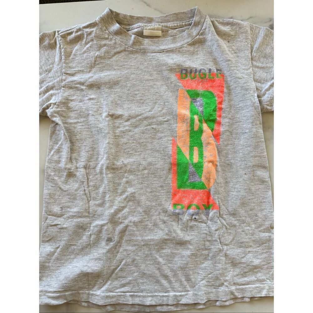 Bugle Boy grey t-shirt vintage 90s retro grey neon graphic sporty short sleeve s